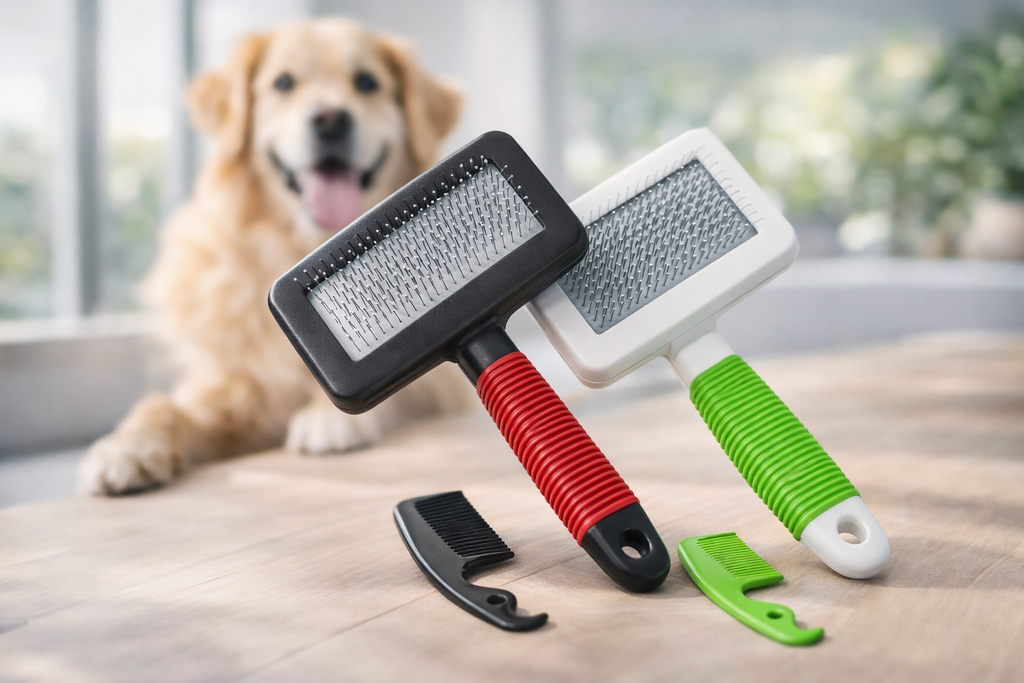 Peine de agujas de acero para masaje de mascotas